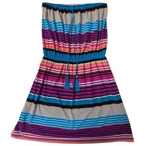 Women's Derek Heart Striped Strapless Dress or Bathing Suit Cover-Up Size L